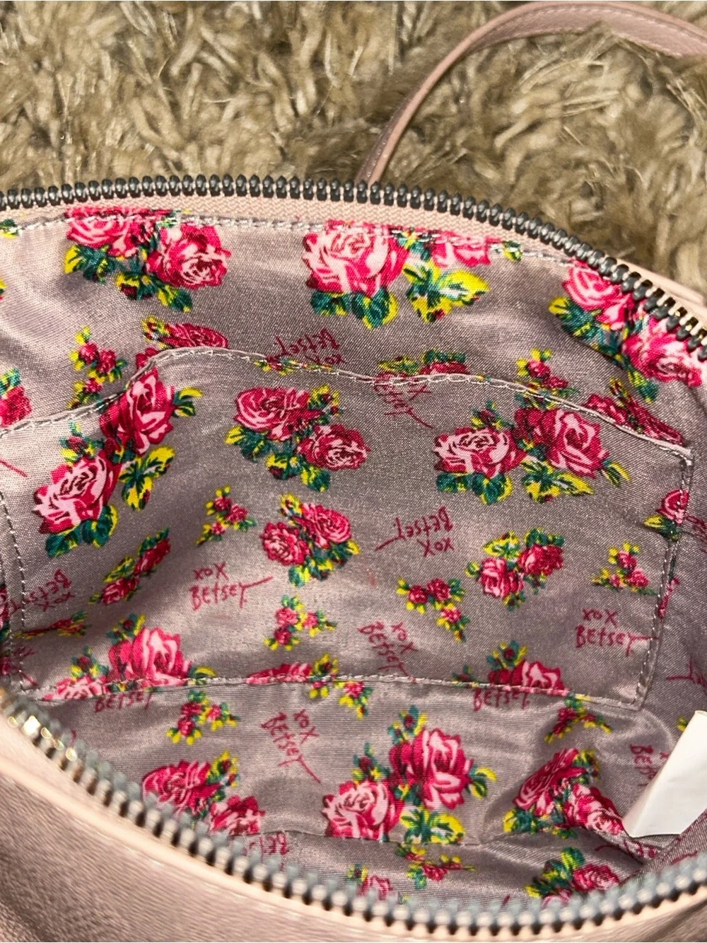 Betsey Johnson Blush Pink XO Anaya Crossbody Bag with Floral Scarf Accent